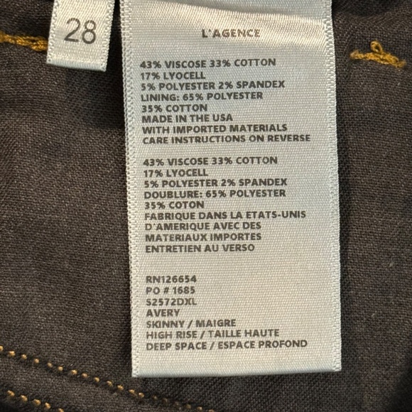 L’agence Women Size 28 Avery High Waist Side Slit Skinny Denim Jeans Deep Space - Picture 8 of 9